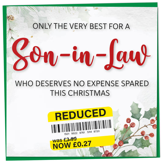 Funny Christmas Card for Son-in-Law, Reduced Sticker
