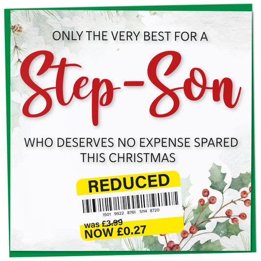 Funny Christmas Card for Step-Son with Reduced Sticker