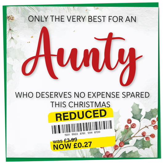 Funny Christmas Card for Aunty with Reduced Sticker