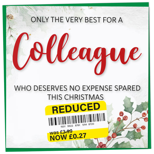 Funny Christmas Card for Colleague with Reduced Sticker