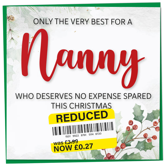 Funny Christmas Card for Nanny with Reduced Sticker