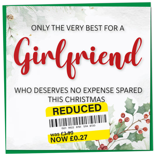 Funny Christmas Card for Girlfriend, Reduced Sticker