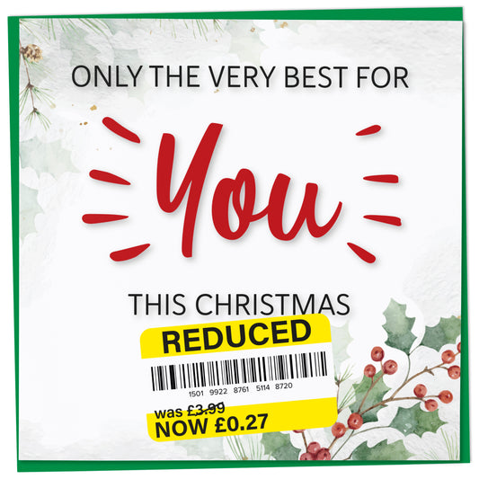 Funny Christmas Card for Him or Her, Reduced Sticker