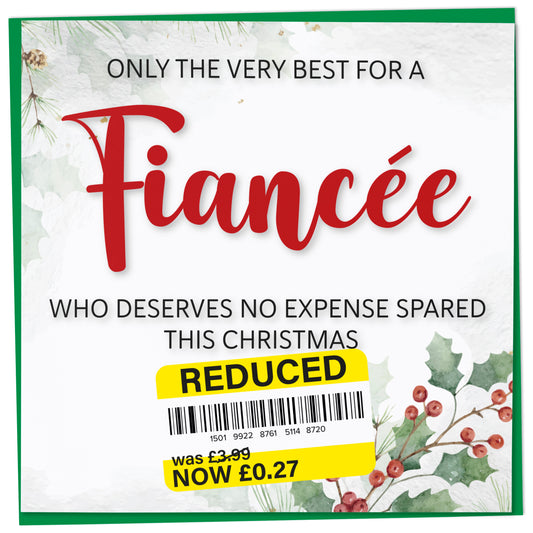 Funny Christmas Card for Fiancee with Reduced Sticker