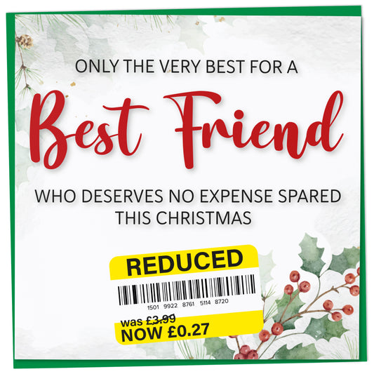 Funny Christmas Card for Best Friend, Reduced Sticker