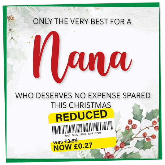 Funny Christmas Card for Nana with Reduced Sticker