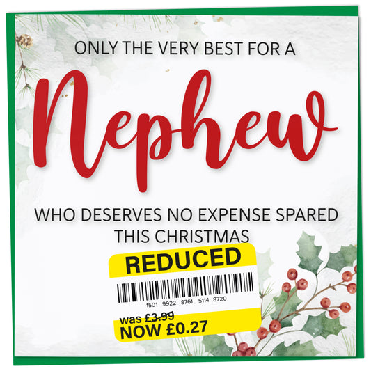 Funny Christmas Card for Nephew with Reduced Sticker