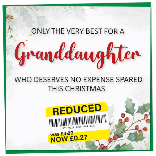 Funny Christmas Card for Granddaughter, Reduced Sticker