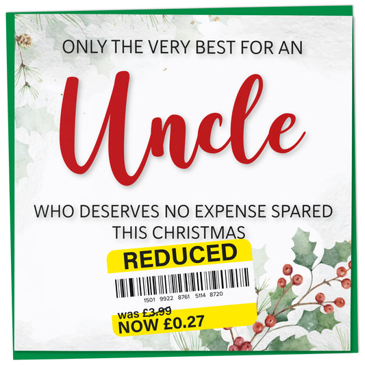 Funny Christmas Card for Uncle with Reduced Sticker