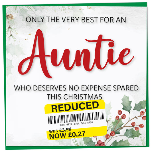 Funny Christmas Card for Auntie with Reduced Sticker