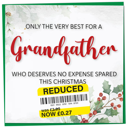 Funny Christmas Card for Grandfather, Reduced Sticker