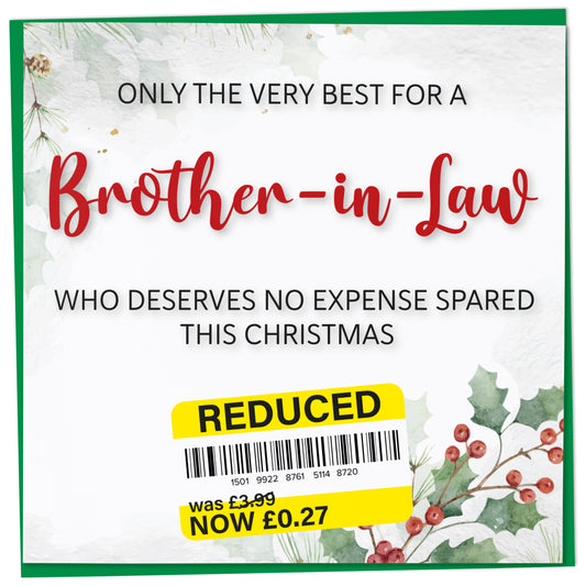 Funny Christmas Card for Brother-in-Law Reduced Sticker