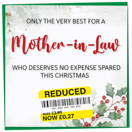 Funny Christmas Card for Mother-in-Law, Reduced Sticker
