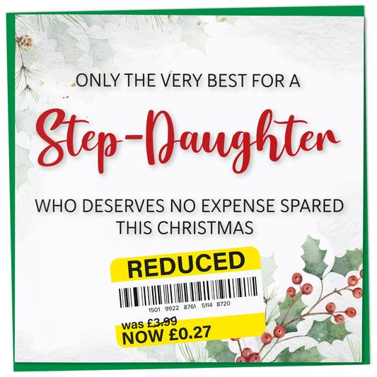 Funny Christmas Card for Step-Daughter, Reduced Sticker