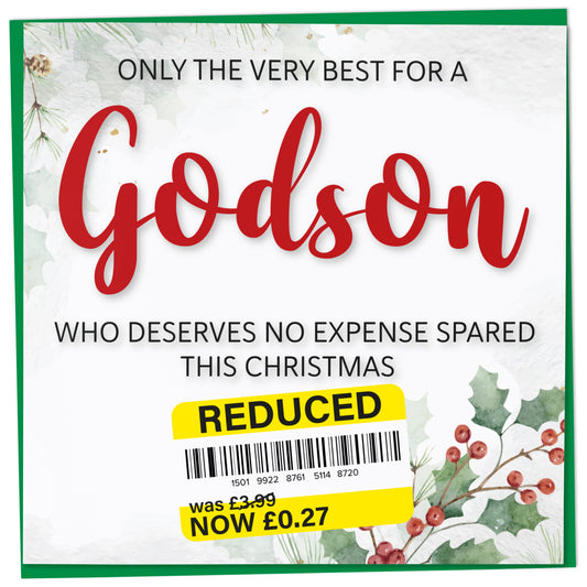 Funny Christmas Card for Godson with Reduced Sticker