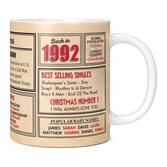 33rd Birthday Gift - Back in 1992 In This Year Mug