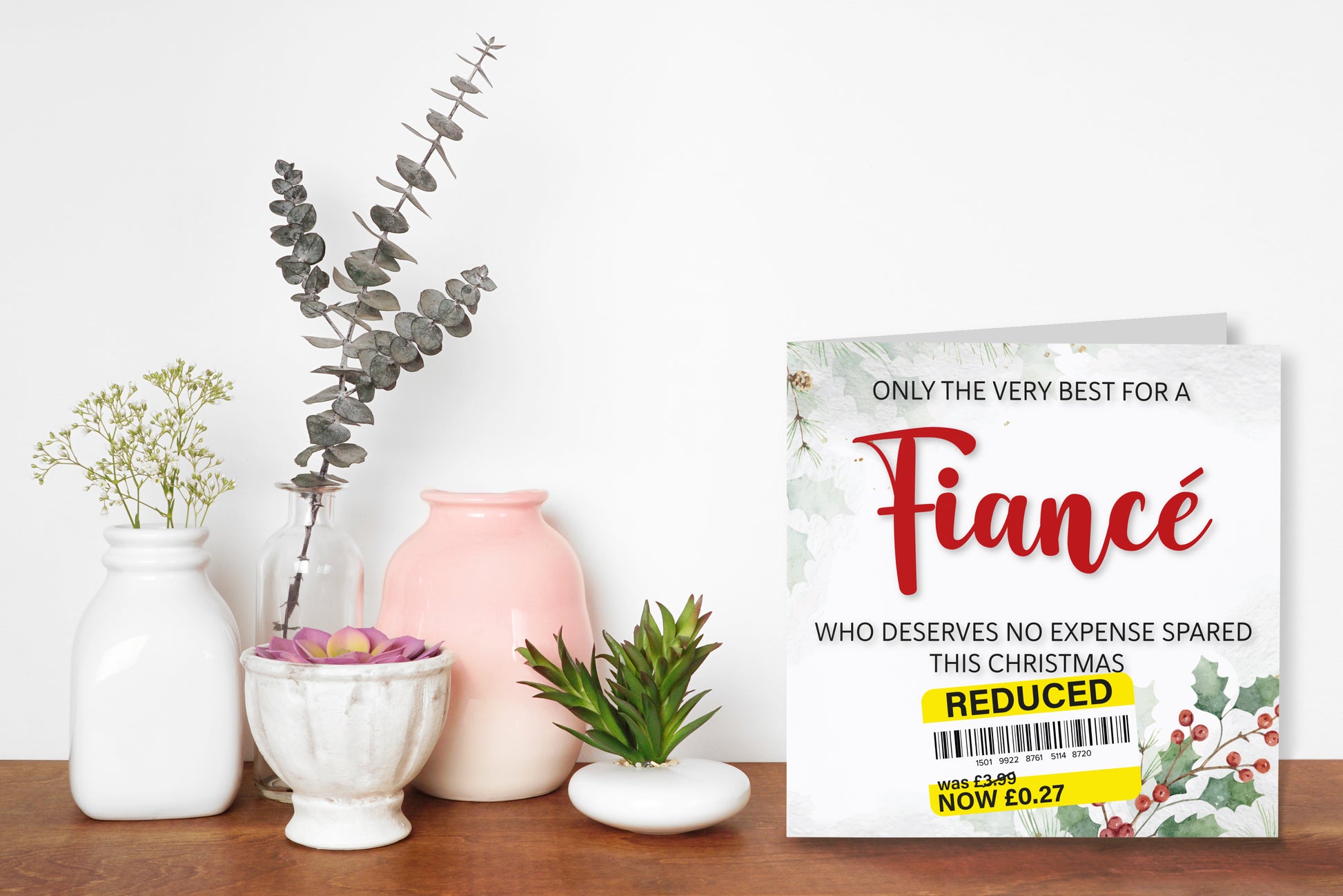 A greetings card on a decorative mantelpiece