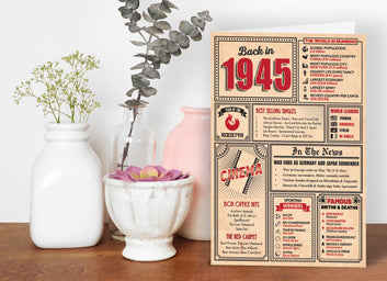 80th Birthday Card - Back in 1945 In This Year Card