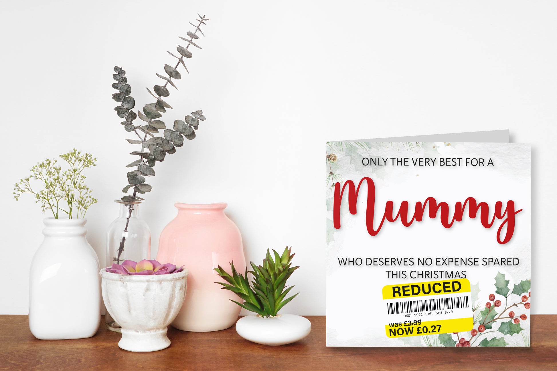 A greetings card on a decorative mantelpiece