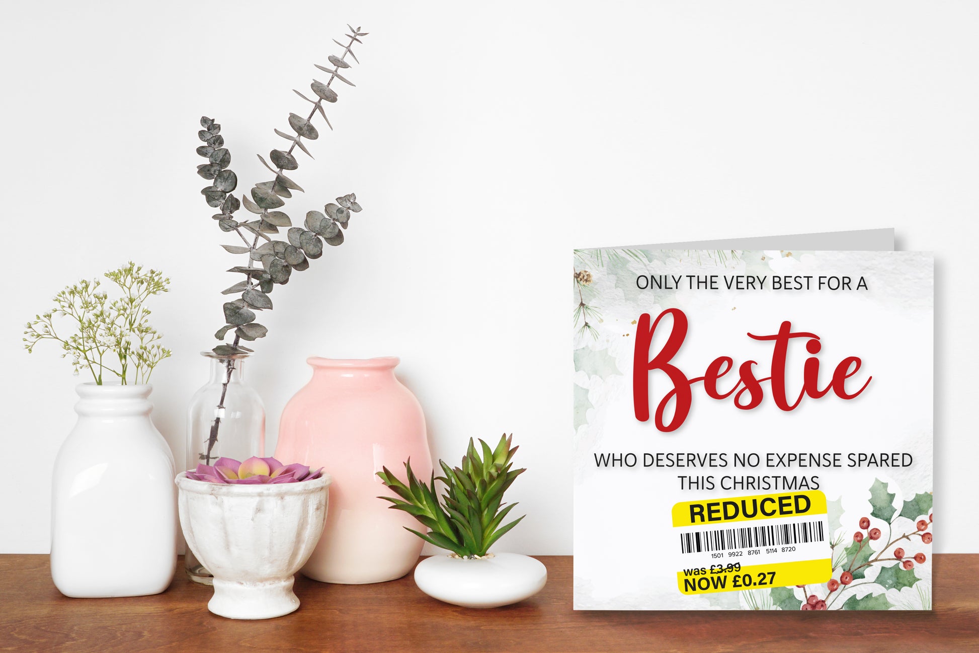 A greetings card on a decorative mantelpiece