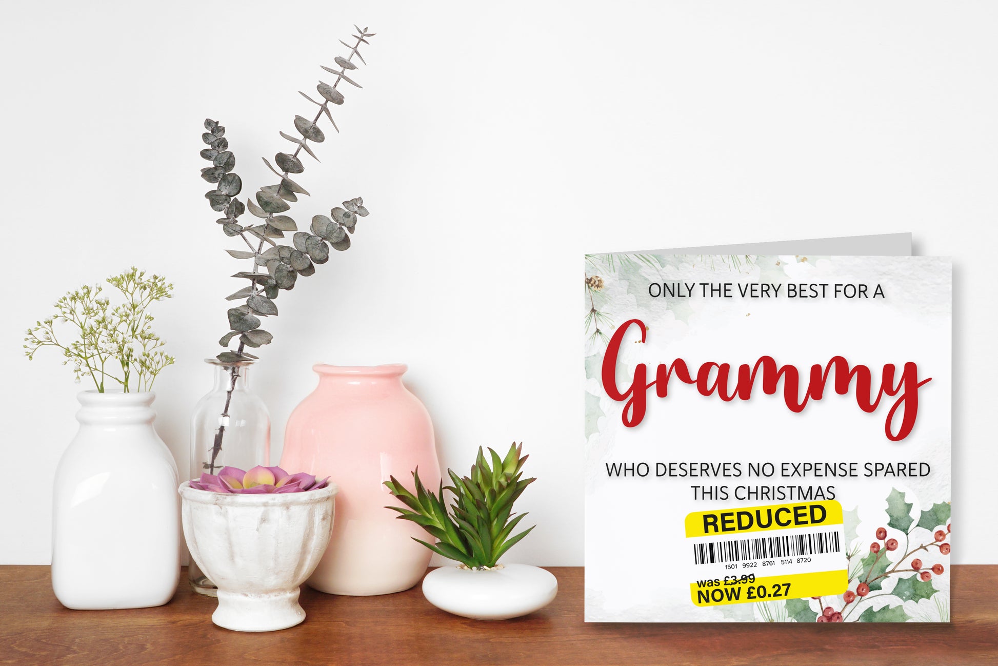 A greetings card on a decorative mantelpiece