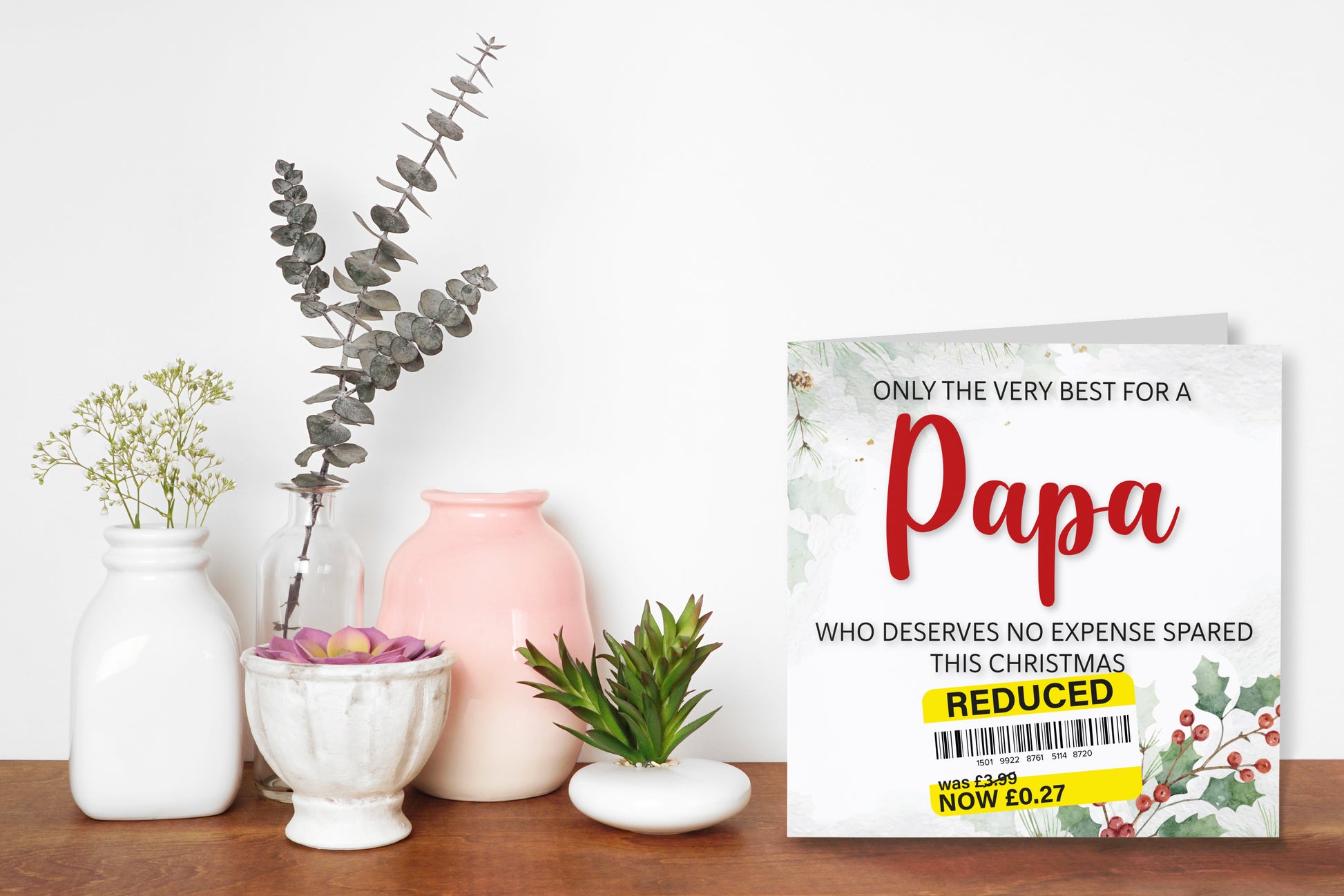 A greetings card on a decorative mantelpiece