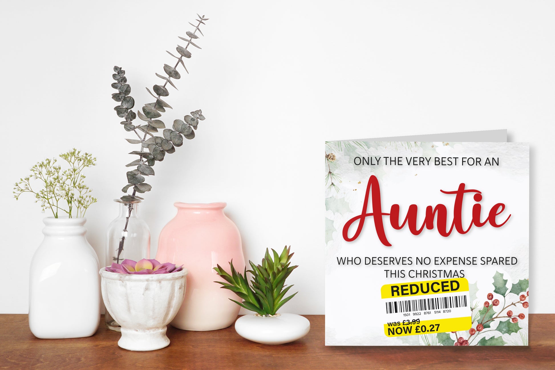 A greetings card on a decorative mantelpiece