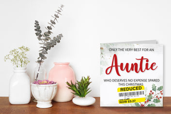 Funny Christmas Card for Auntie with Reduced Sticker