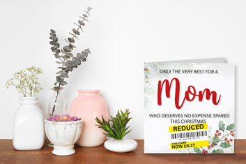 Funny Christmas Card for Mom with Reduced Sticker