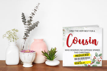 Funny Christmas Card for Cousin with Reduced Sticker