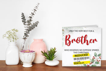 Funny Christmas Card for Brother with Reduced Sticker