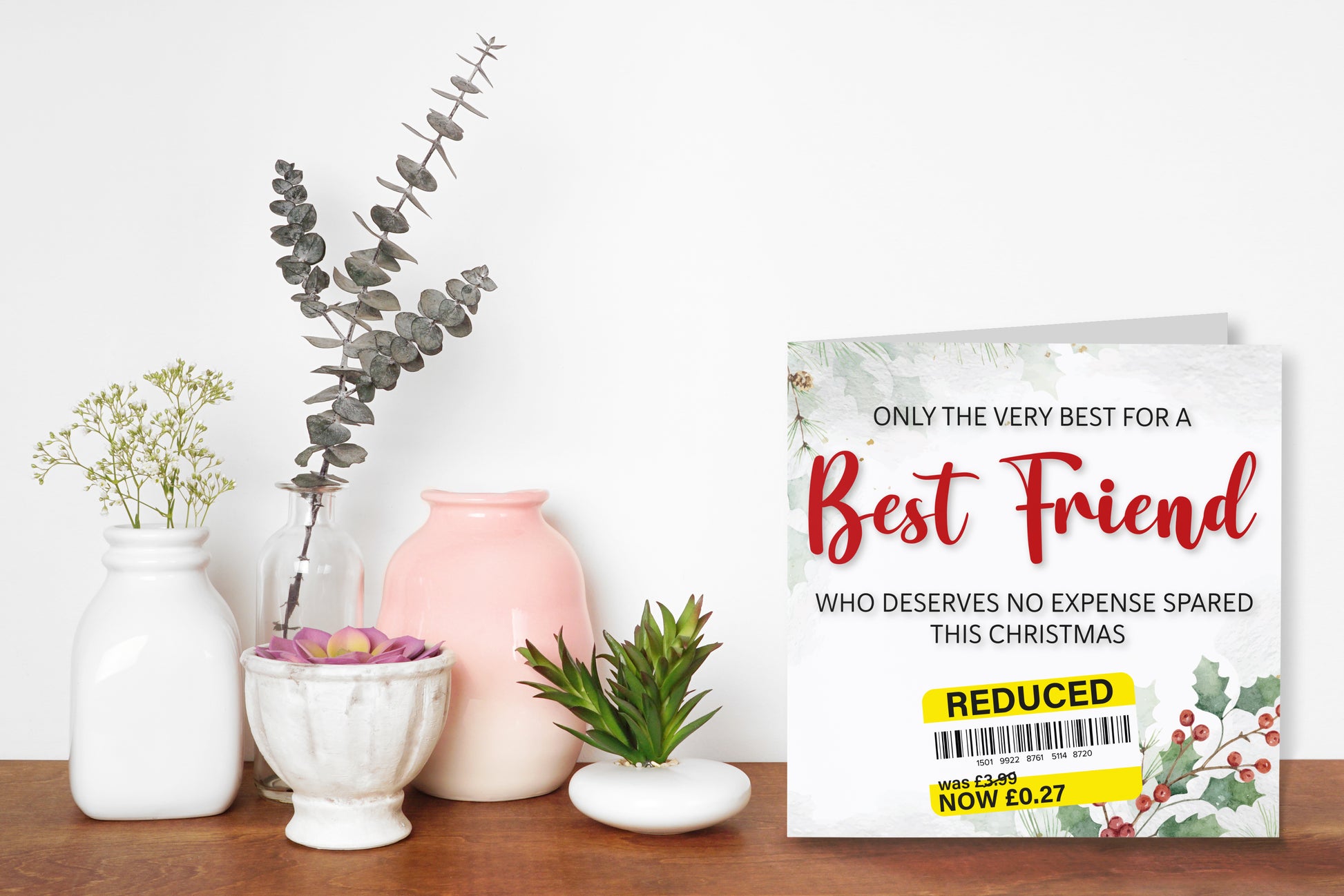 A greetings card on a decorative mantelpiece