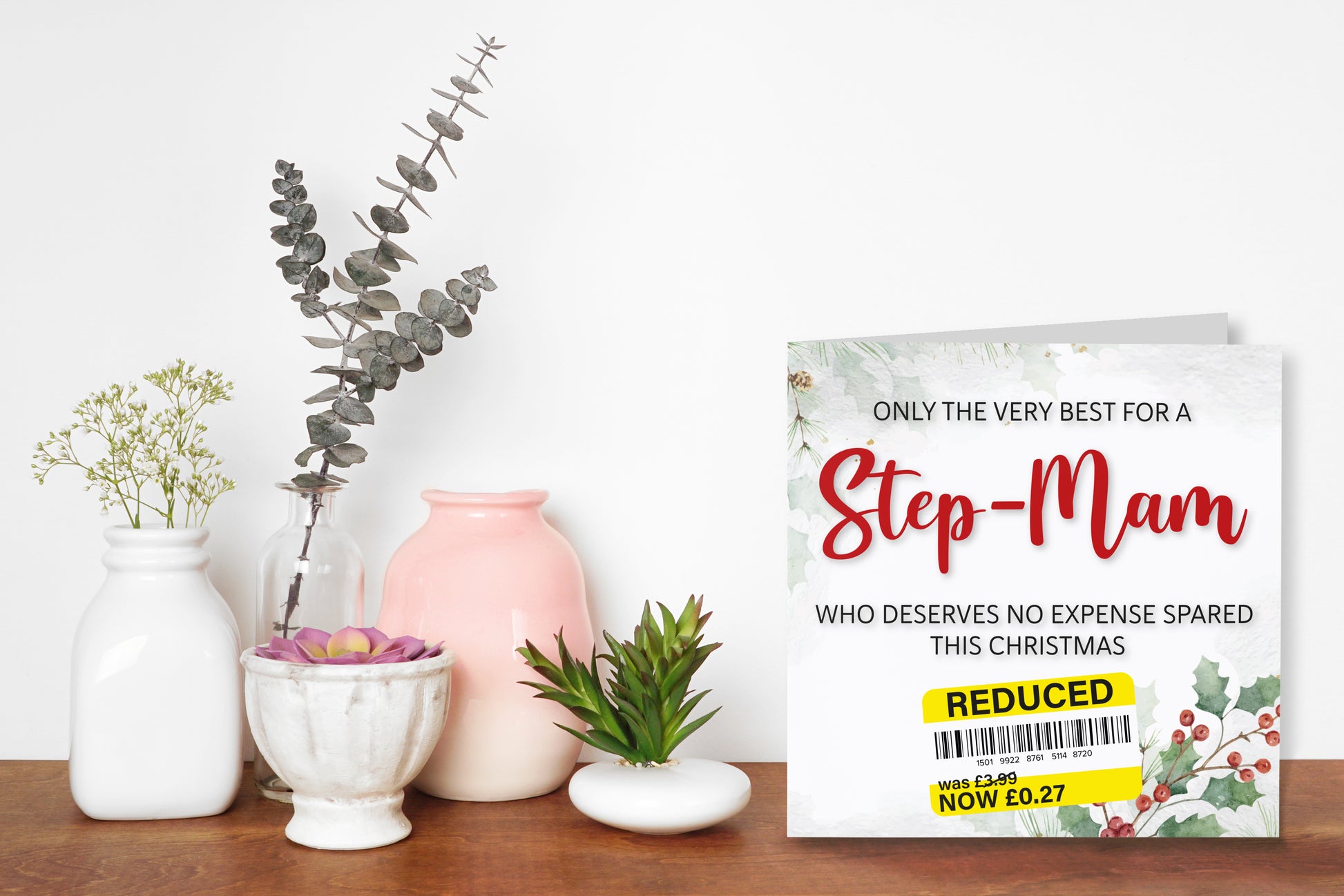 A greetings card on a decorative mantelpiece