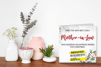 Funny Christmas Card for Mother-in-Law, Reduced Sticker