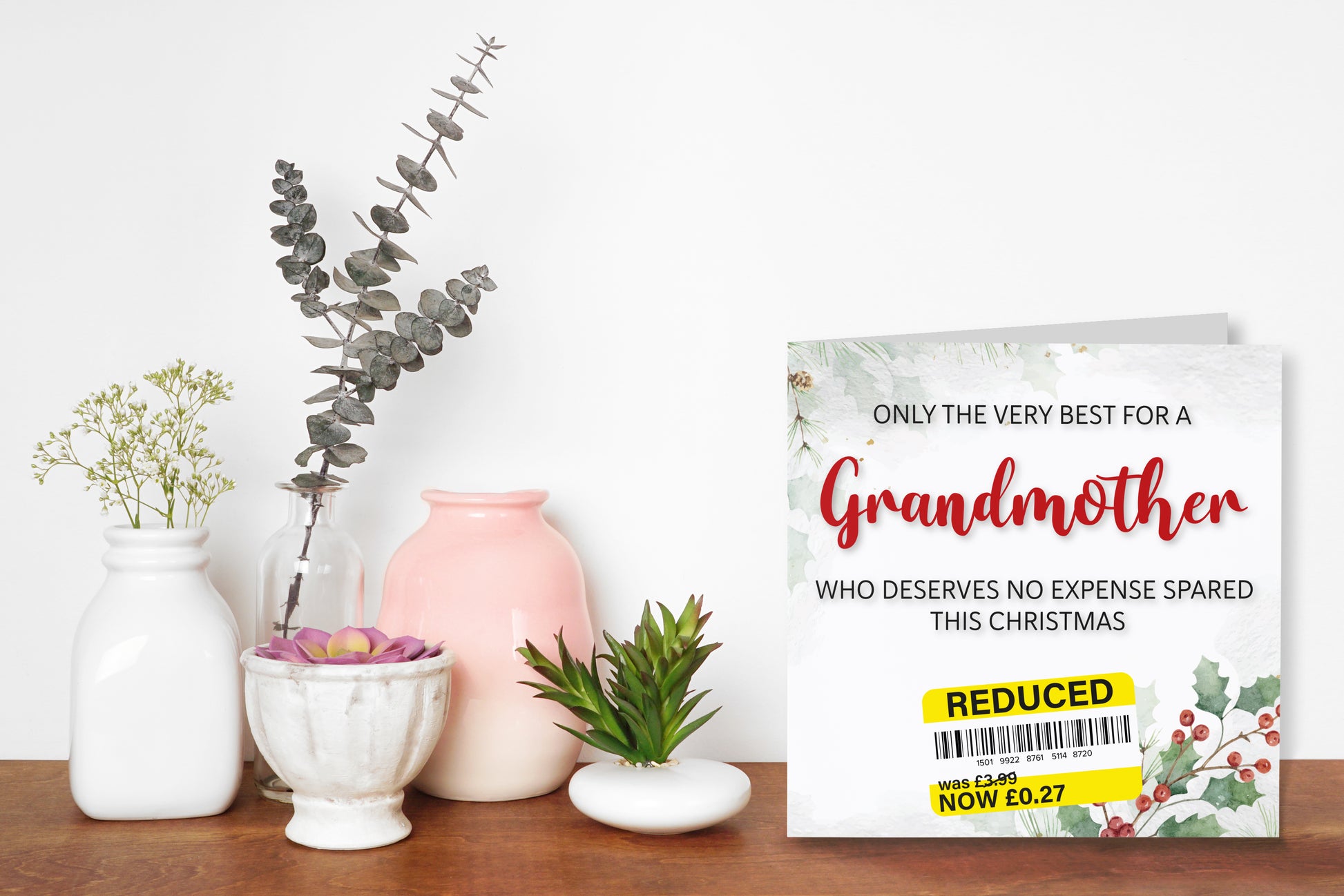 A greetings card on a decorative mantelpiece