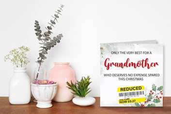Funny Christmas Card for Grandmother, Reduced Sticker