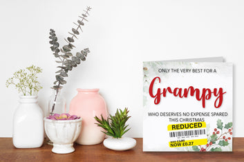 Funny Christmas Card for Grampy with Reduced Sticker