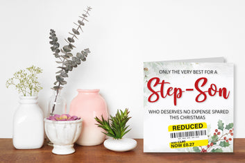 Funny Christmas Card for Step-Son with Reduced Sticker