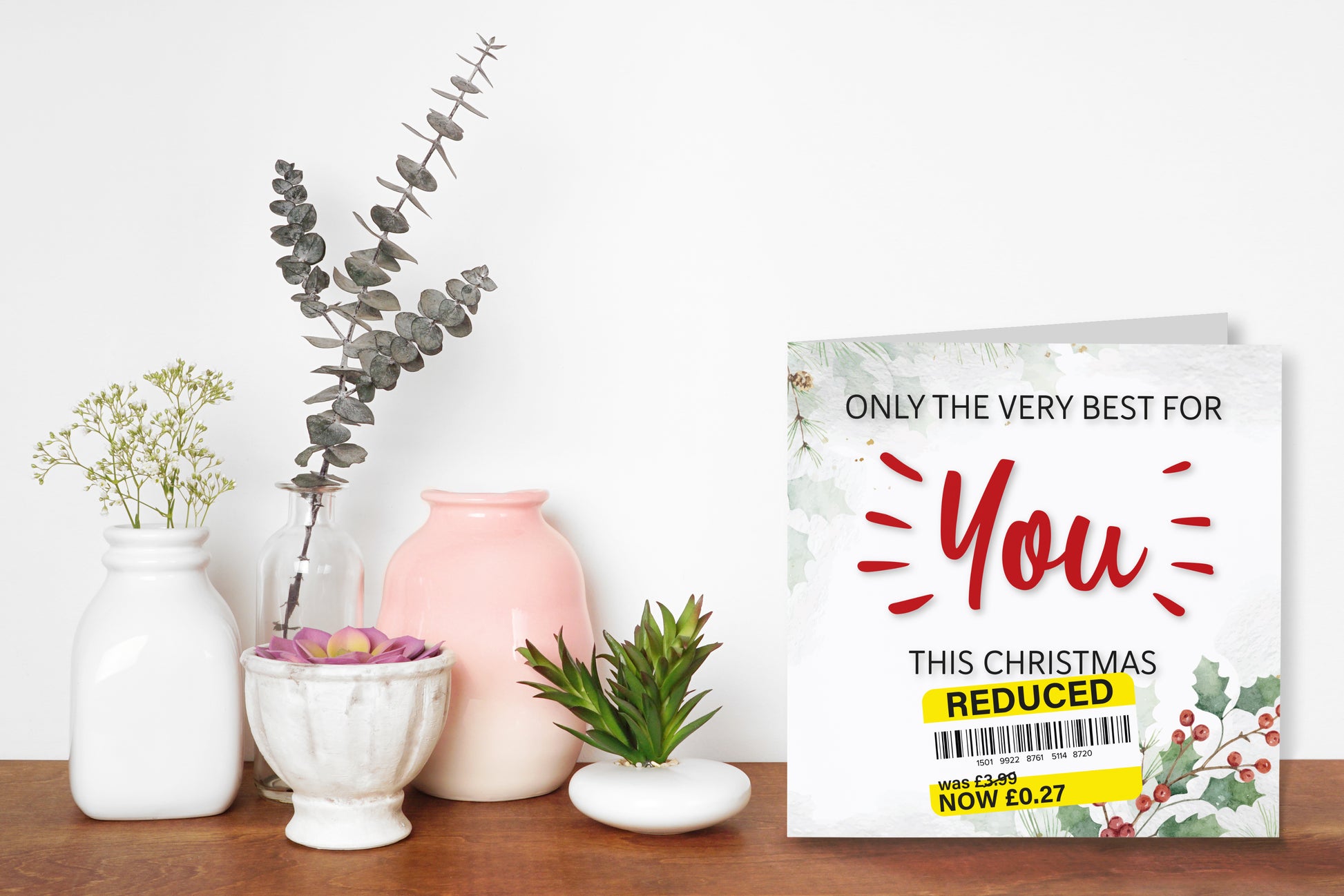 A greetings card on a decorative mantelpiece