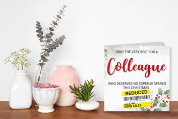 Funny Christmas Card for Colleague with Reduced Sticker