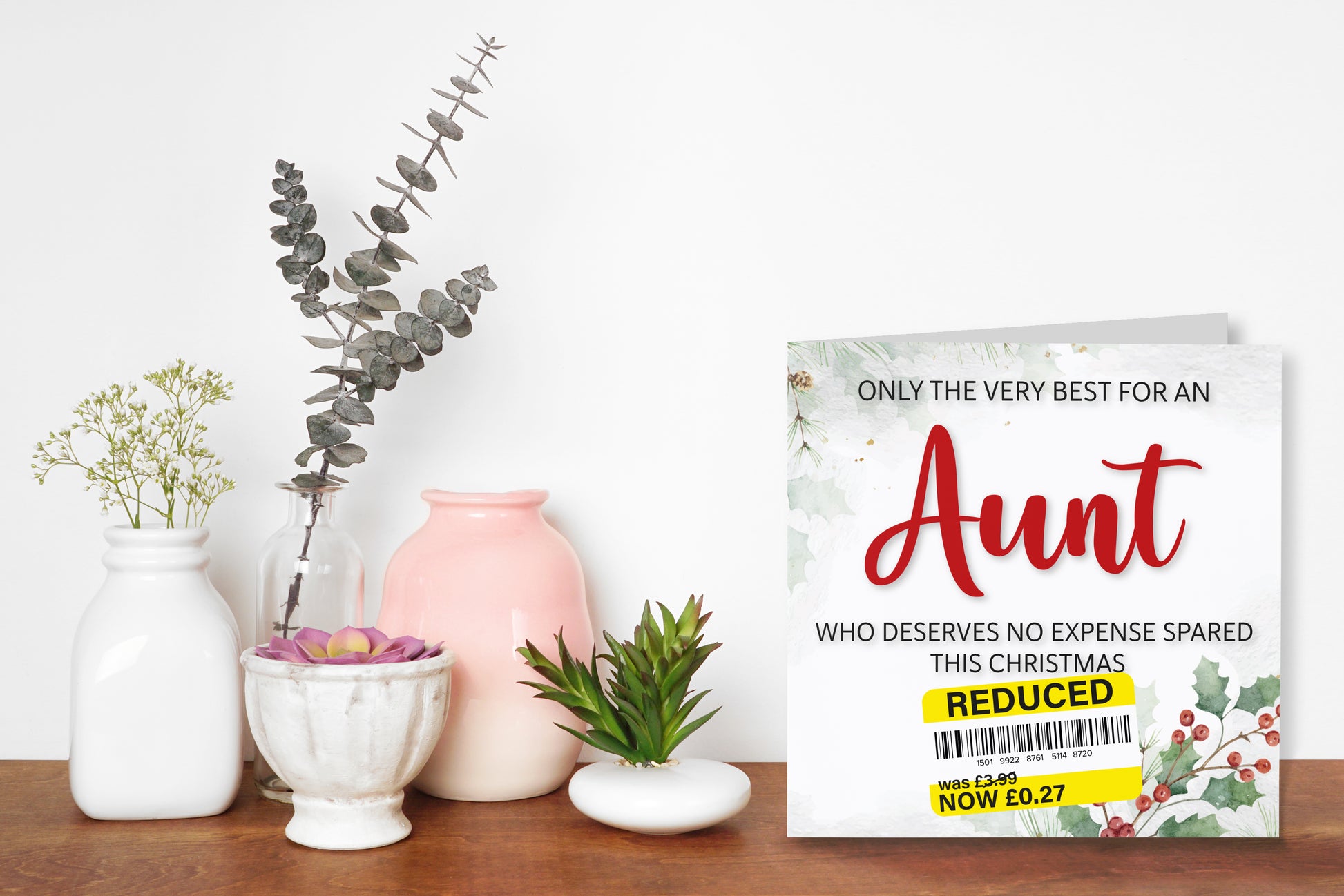 A greetings card on a decorative mantelpiece