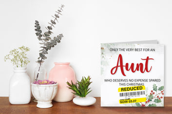 Funny Christmas Card for Aunt with Reduced Sticker