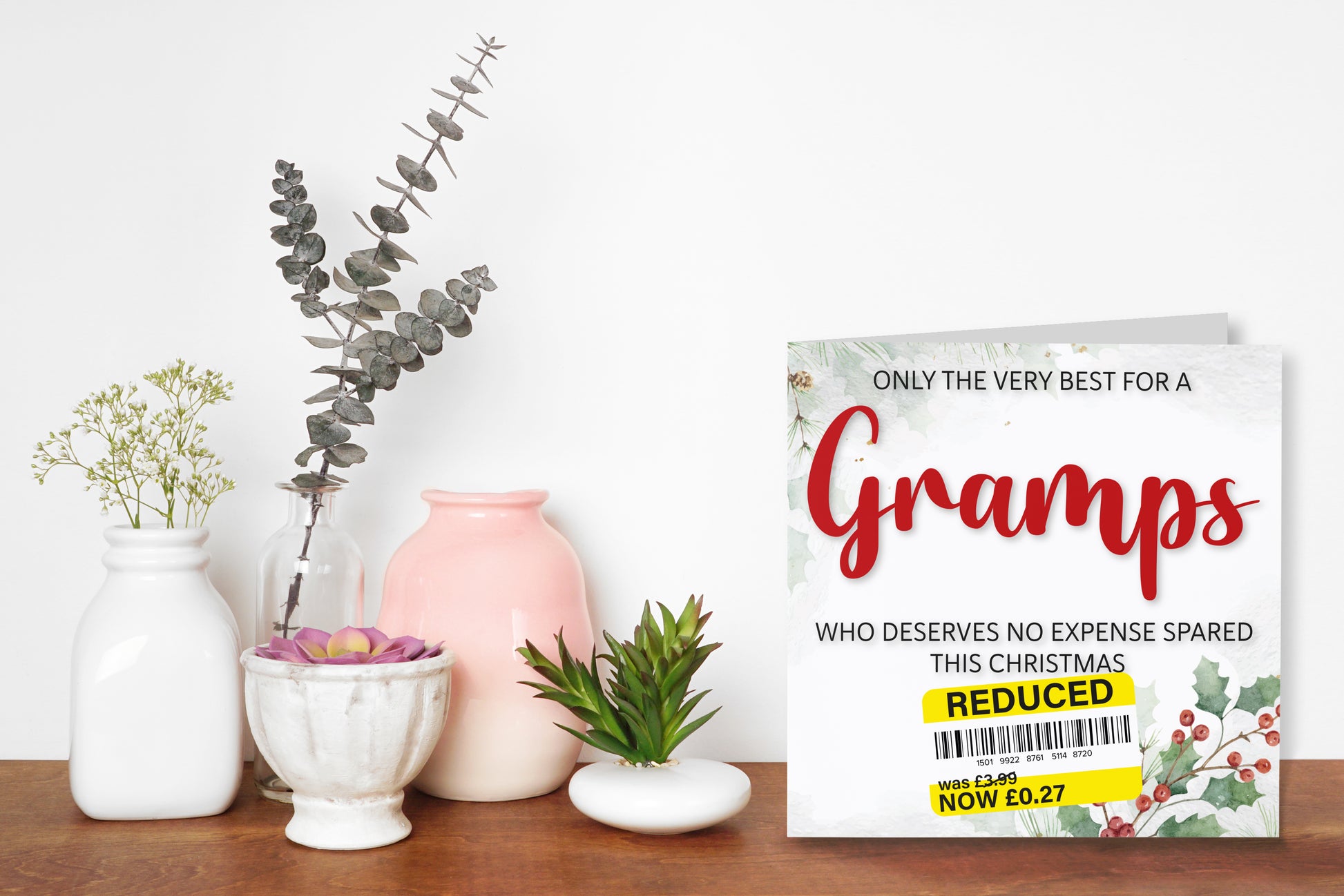 A greetings card on a decorative mantelpiece