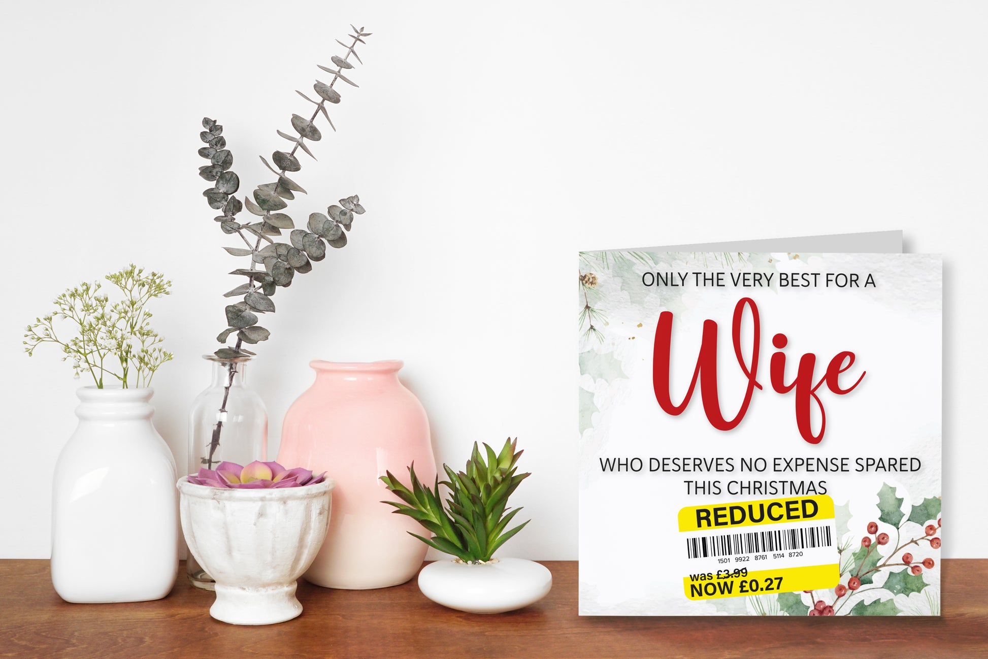 A greetings card on a decorative mantelpiece