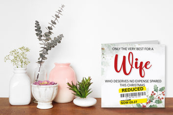 Funny Christmas Card for Wife with Reduced Sticker