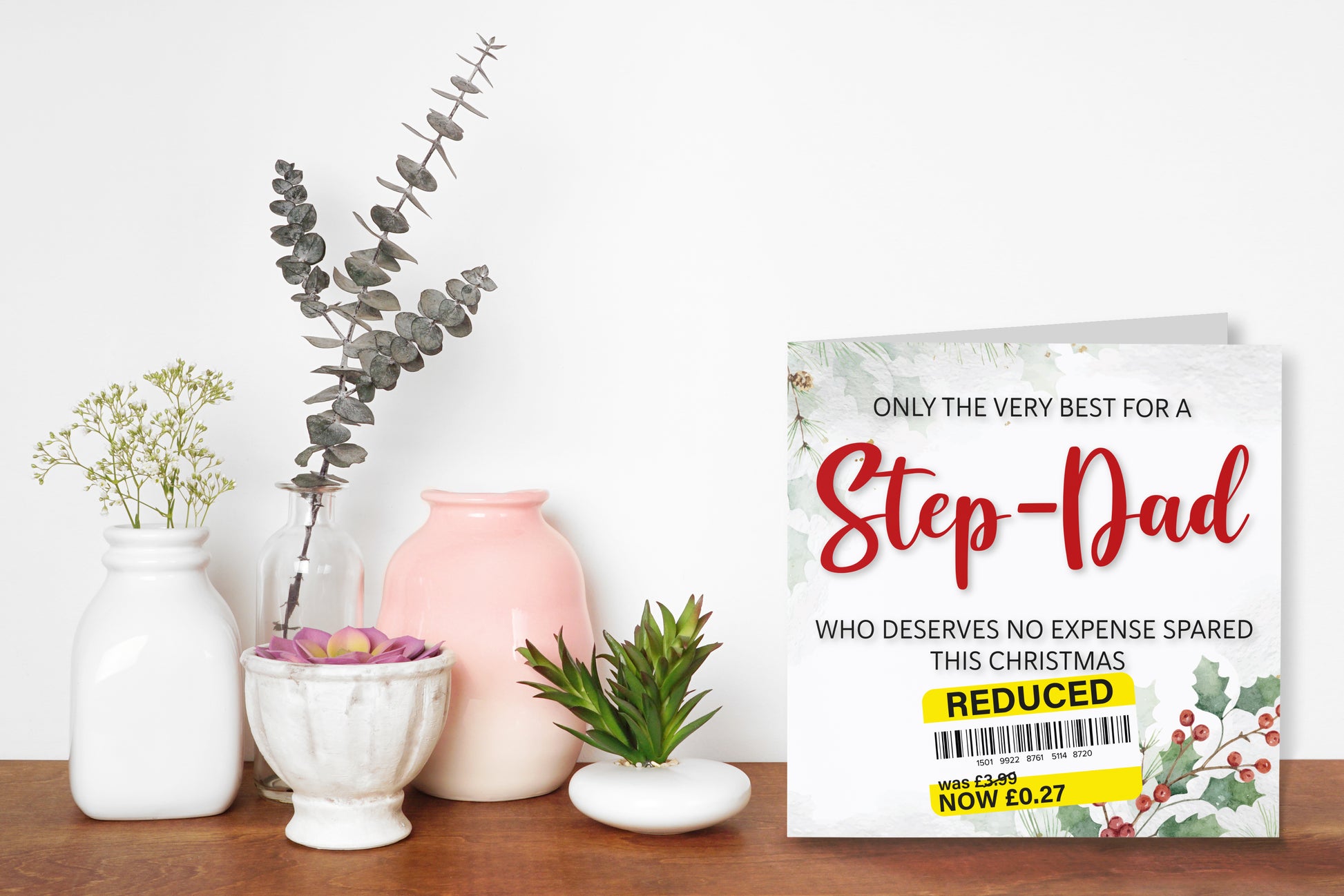 A greetings card on a decorative mantelpiece