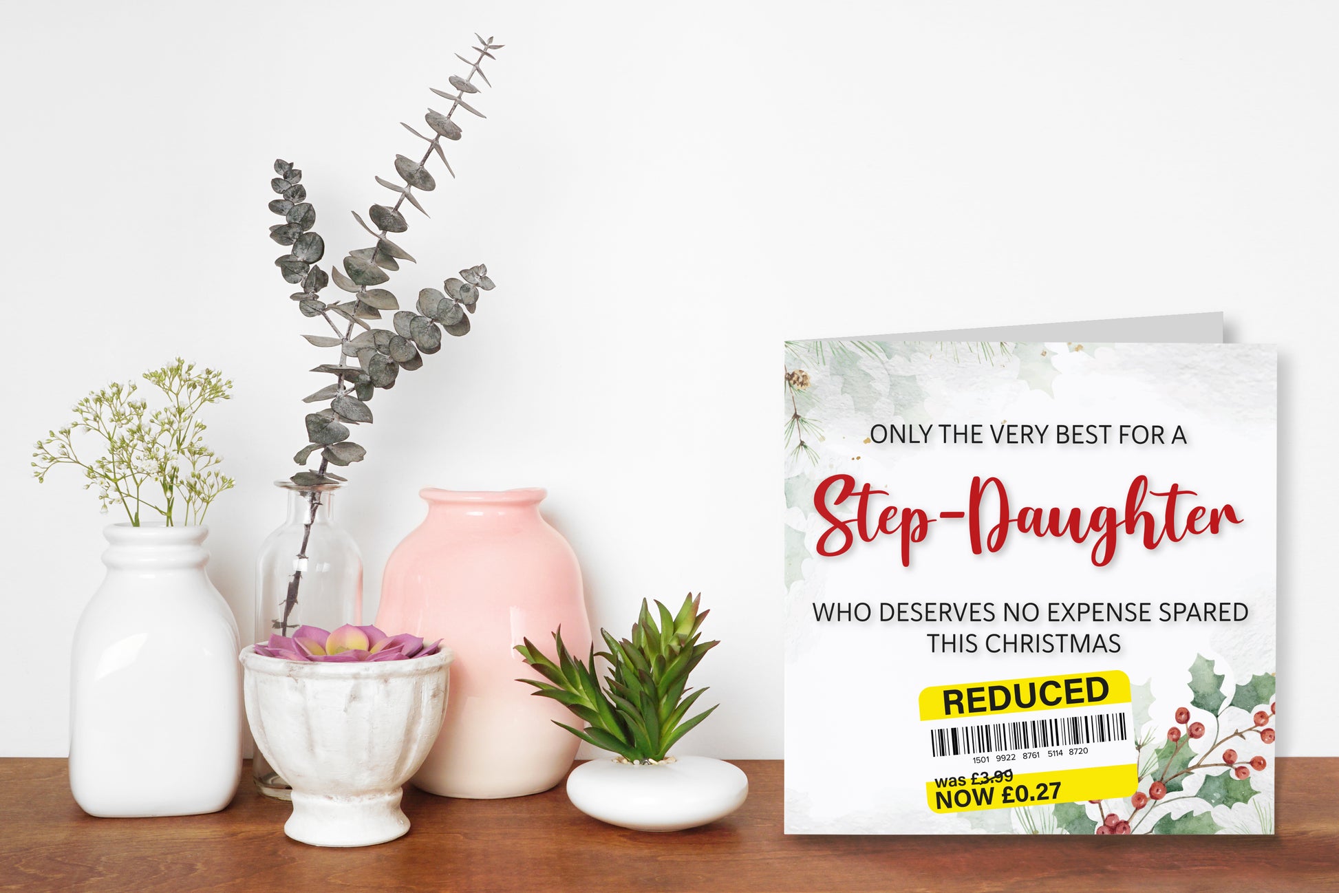 A greetings card on a decorative mantelpiece