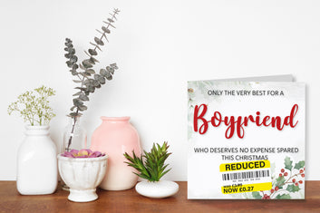 Funny Christmas Card for Boyfriend with Reduced Sticker