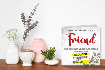 Funny Christmas Card for Friend with Reduced Sticker