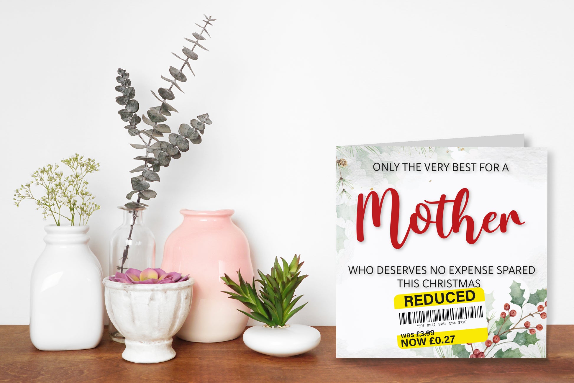 A greetings card on a decorative mantelpiece